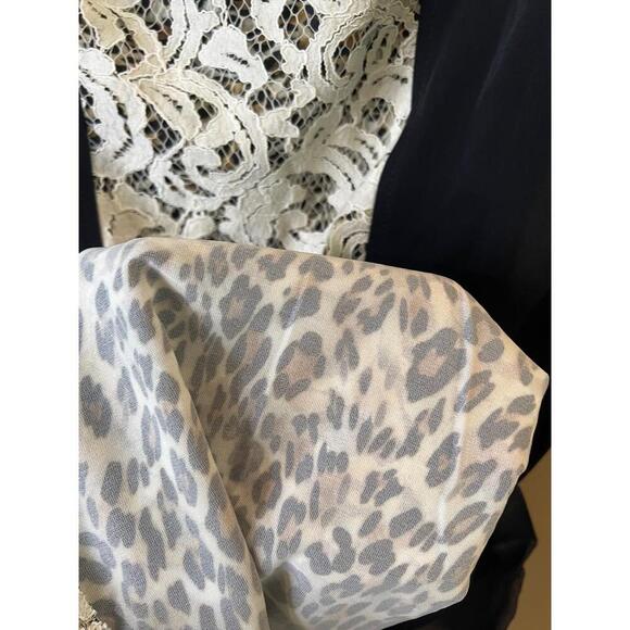 Basler Black And White Lace Front Panel Knee Length Sleeveless Sheath Dress 40 - Picture 4 of 10